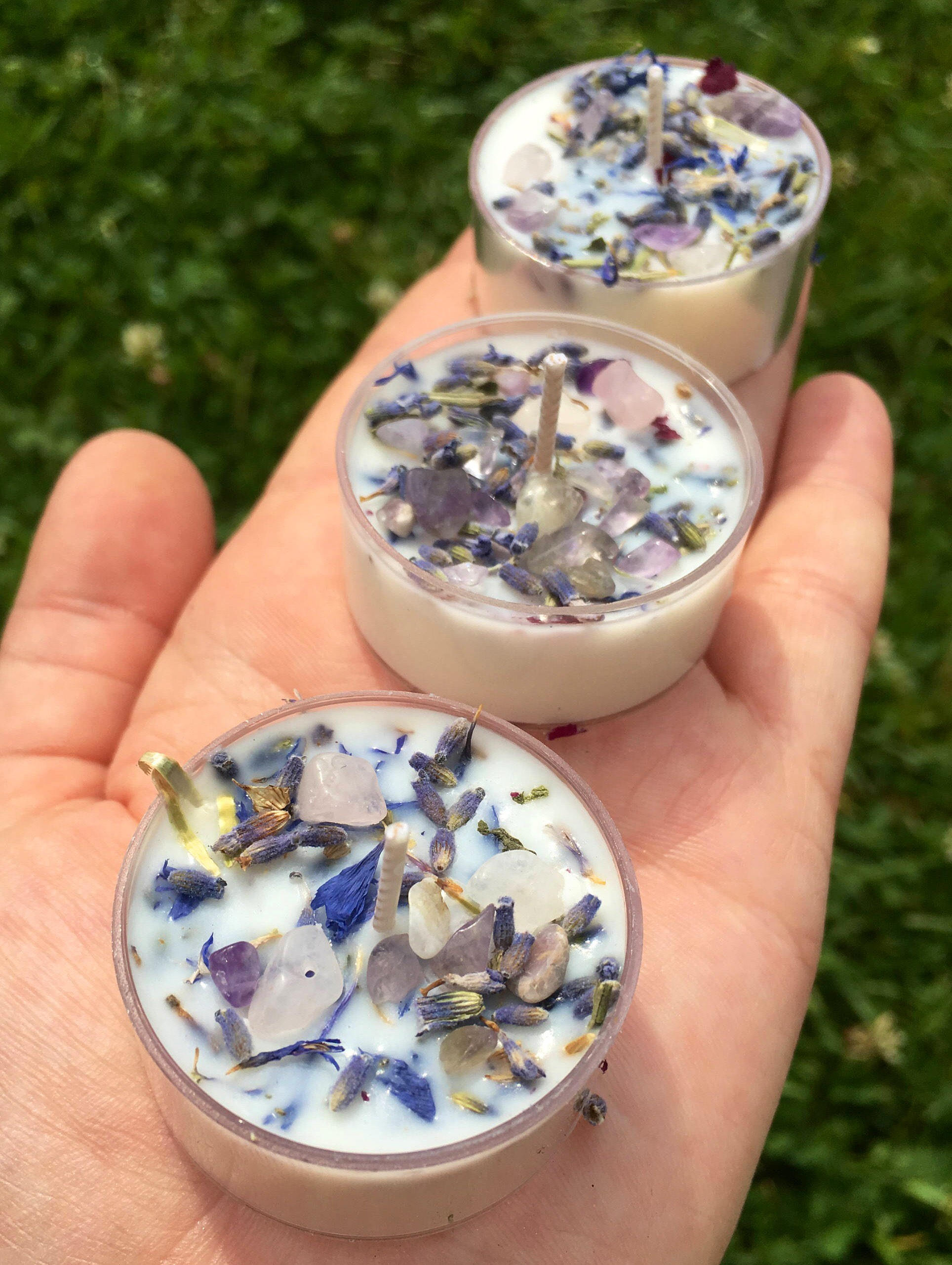 Lavender Candles Tealight Candles Crystal & Herb Tealight Etsy