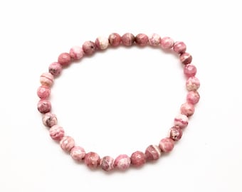 Bracelet Rhodochrosite à facettes - Bracelet élastique - Bijoux Rhodochrosite - Bracelet extensible - Véritables pierres précieuses de Rhodochrosite rose