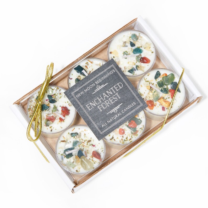 Enchanted Forest Candles Whimsical Candle Handmade with Crystals /& Herbs Romance and Love Candle Soy Aromatherapy Candle