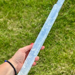 Raw Selenite Slab (8&quot; - 18&quot;) Raw Selenite Wand - Raw Selenite Crystals - Large Selenite Chunk - Raw Crystal Wand - Selenite Stick