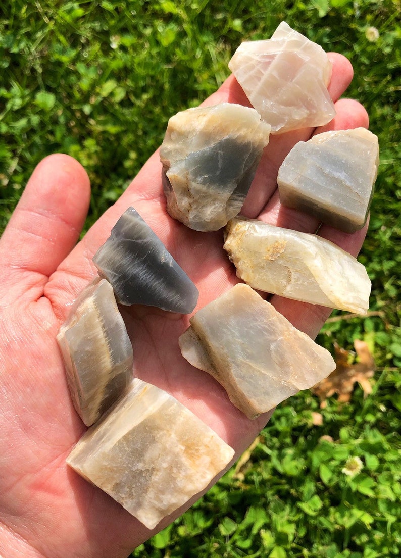 Moonstone crystal multi color raw moonstone black | Etsy