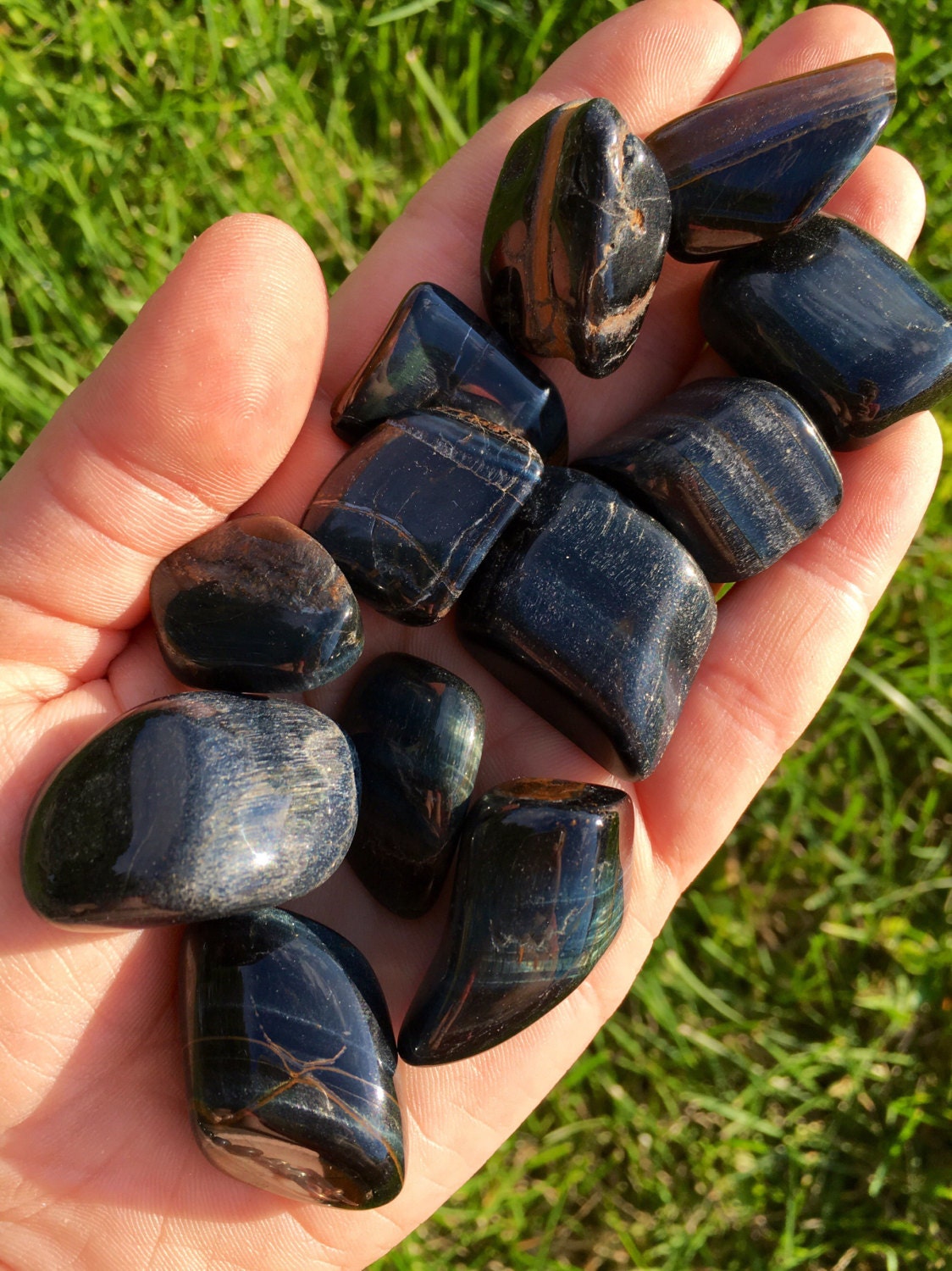 Blue Tiger Hawks Eye Stone Palm - Etsy