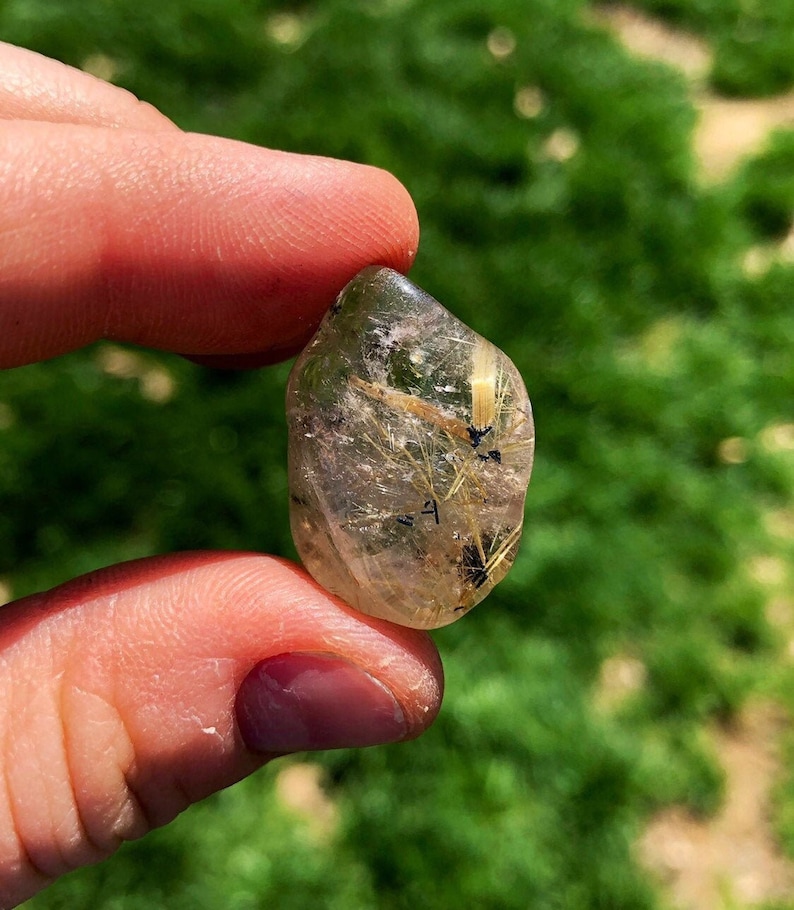 Golden Rutilated Quartz Tumbled Crystal Grade AA Multiple Sizes Available Tumbled Rutilated Quartz Stone Polished Rutilated Quartz image 2