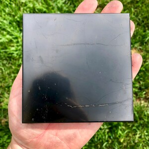 Shungite Tile Shungite Plate Healing Crystal Plate Natural Shungite Pad EMF Protection Disk Genuine Shungite from Karelia, Russia image 4