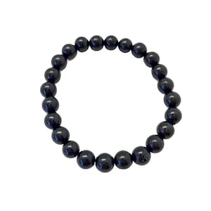 Jet Bracelet - 8mm Elastic Bracelet - Crystal Bracelet - Jet Jewelry - Black Gemstone - Stretch Bracelet - Genuine Jet Gemstone