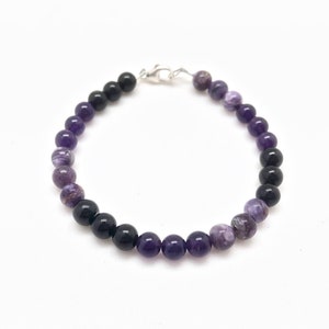 Protection Bracelet 6mm beads black tourmaline, amethyst, & charoite bracelet healing crystal bracelet black tourmaline bracelet image 6