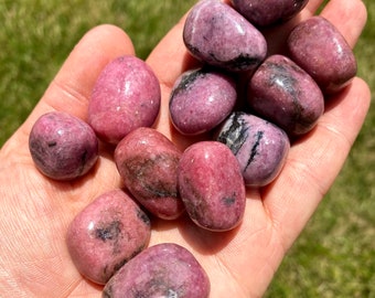 Rhodonite tumbled stones (0.75" - 1") - love stones - Rhodonite healing crystals and stones - Heart chakra crystals - chakra crystals