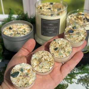 Honeysuckle Jasmine Candles - Crystal & Herb Candles - Aromatherapy Candles - Floral Candle - Soy Jasmine Candles and Tealights - Handmade! image 10