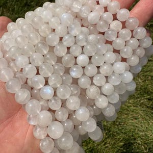 Rainbow Moonstone Bead Strands - Grade AA Rainbow Moonstone Crystal Beads - Round Beads for Jewelry Making - Polished Gemstone Beads