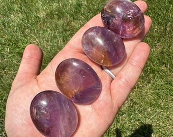 Ametrine Palm Stone - Ametrine Worry Stone - Tumbled Ametrine Gemstone - Citrine and Amethyst Crystal - Ametrine Crystal Palm Stone