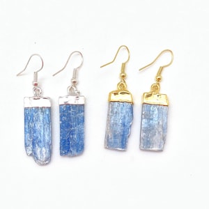 Blue Kyanite Earrings - Blue Kyanite Pendant Earrings - Kyanite Dangle Earrings - Blue Kyanite Jewelry - Blue Kyanite Blade Earrings