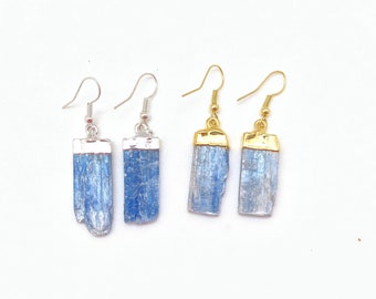 Blue Kyanite Earrings - Blue Kyanite Pendant Earrings - Kyanite Dangle Earrings - Blue Kyanite Jewelry - Blue Kyanite Blade Earrings