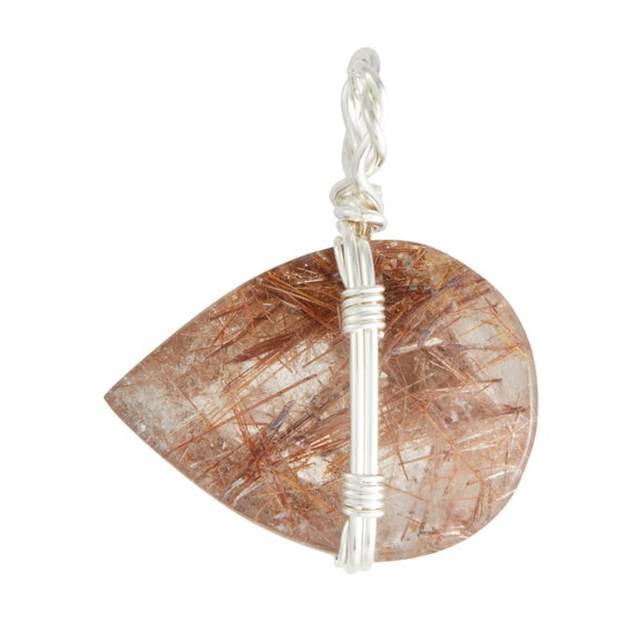 Dainty Sterling Silver Teardrop Golden Rutile Quartz