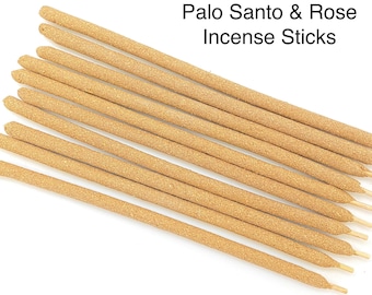 Rose & Palo Santo Incense Sticks (10 Sticks per Pack) - Palo Santo Incense - Rose Incense - Natural Incense - Aromatherapy - Smoke Cleansing