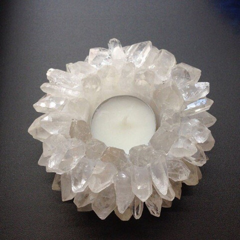 Raw Quartz Cluster Candle Holder Quartz Candle Holder Etsy