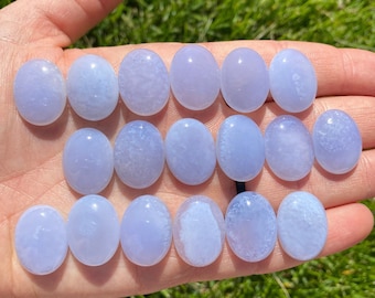 Chalcedony Stone Cabochon (0.8") - Chalcedony Cabochon Polished Stone - Chalcedony Crystal Cabochon - Tumbled Blue Chalcedony Gemstone