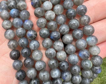 Labradorietkraalstrengen - kralen van 6 mm of 8 mm - gepolijste labradorietkristalkralen - ronde kralen voor het maken van sieraden - edelsteenkralen