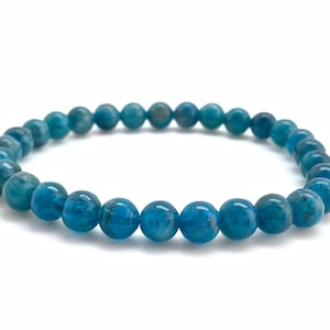 Blue Apatite Bracelet (6mm) - Elastic Bracelet - Blue Crystal Jewelry - Stretch Bracelet - Jewerly for Motivation - Blue Apatite Stretchy