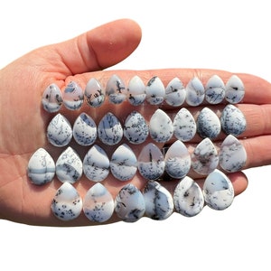 Dendritic Opal Stone Cabochon Teardrop (0.5"-0.8") - Polished Dendritic Opal Crystal Cabochon - Tumbled Merlinite Cabochon - Dendrite Opal