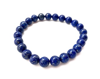 Lapis Lazuli Bracelet - Crystal Bracelet - Lapis Lazuli Jewelry - Lapis Lazuli Elastic Bracelet - Genuine Lapis Lazuli Gemstone
