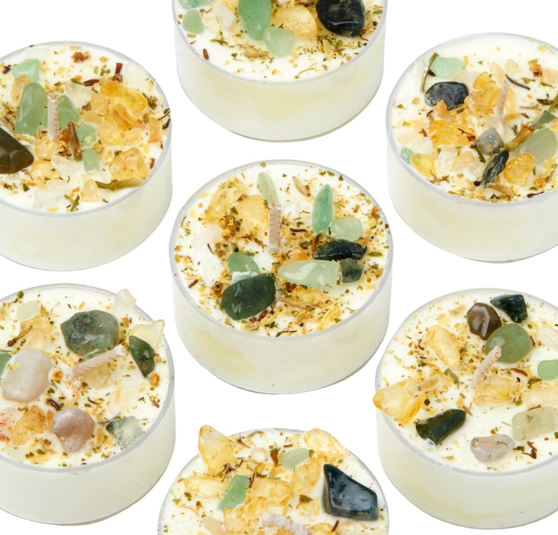 Honeysuckle Jasmine Candles - Crystal & Herb Candles - Aromatherapy Candles - Floral Candle - Soy Jasmine Candles and Tealights - Handmade! image 8
