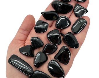 Black Tourmaline Tumbled Crystal Grade A - Multiple Sizes - Tumbled Black Tourmaline Stone - Polished Tourmaline Gemstone - Black Crystal