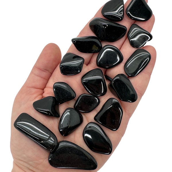Black Tourmaline Tumbled Crystal Grade A - Multiple Sizes - Tumbled Black Tourmaline Stone - Polished Tourmaline Gemstone - Black Crystal