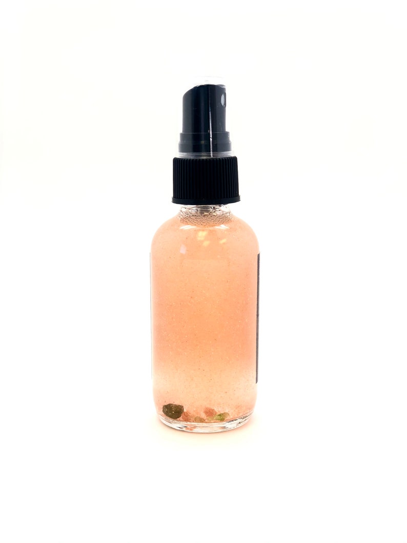 Positive Energy Spray Organic Essential Oils Positive Energy Mist Citrine, Sunstone, & Peridot Crystals Rose Gold Aromatherapy Spray image 7