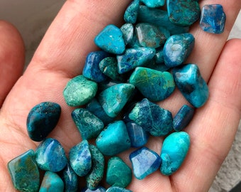 Chrysocolla Tumbled Crystal - (xsmall) .25" to .5" - Tumbled Chrysocolla Chip - Polished Chrysocolla Stone - Natural Blue and Green Gemstone