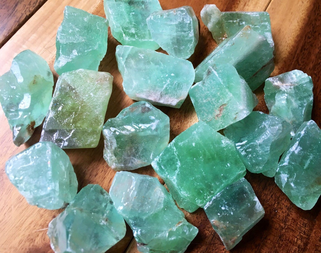 Green Calcite Rough Green Calcite .5 1 Raw Green Calcite Natural Green