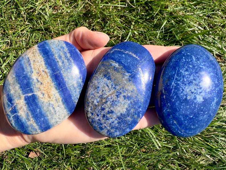 Lapis Lazuli Stone Lapis Lazuli Palm Stone Grade A Polished Lapis Lazuli Palm Stone Crystal Tumbled Blue Lapis Lazuli Worry Stone image 9