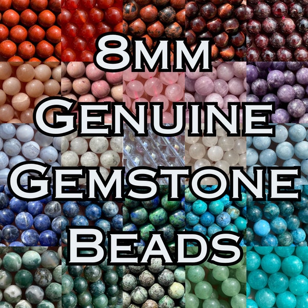 Crystal Bead Strands (60+ Crystal Options) - 8mm Gemstone Beads - Polished Crystal Beads - Genuine Crystals - Round Beads for Jewelry Making