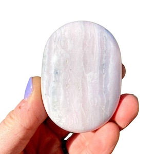 Mangano Calcite Stone (2.25&quot;- 2.5&quot;) Pink Calcite - Polished Mangano Calcite Palm Stone - Pink Calcite Crystal - Mangano Calcite - 35% Off