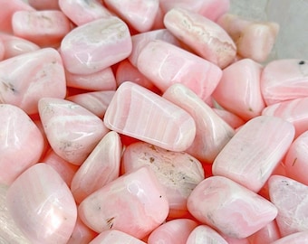 Manganocalciet trommelsteen - klasse A - meerdere maten beschikbaar - getrommeld roze calcietkristal - fluorescerend mineraal - gepolijst mangano