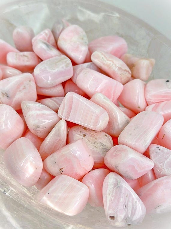Mangano Calcite Tumbled Stone - Grade A - Multiple Sizes Available - Tumbled Pink Calcite Crystal - Fluorescent Mineral - Polished Mangano