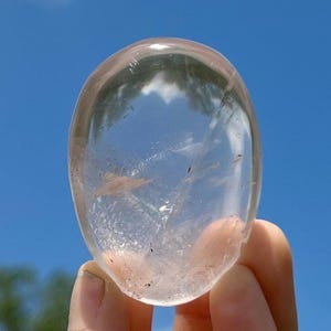 Clear Quartz Palm Stone - Clear Quartz Stone - Polished Clear Quartz Oval Palm Stone - Tumbled Clear Quartz Crystal - Crystal Quartz Palm image 1
