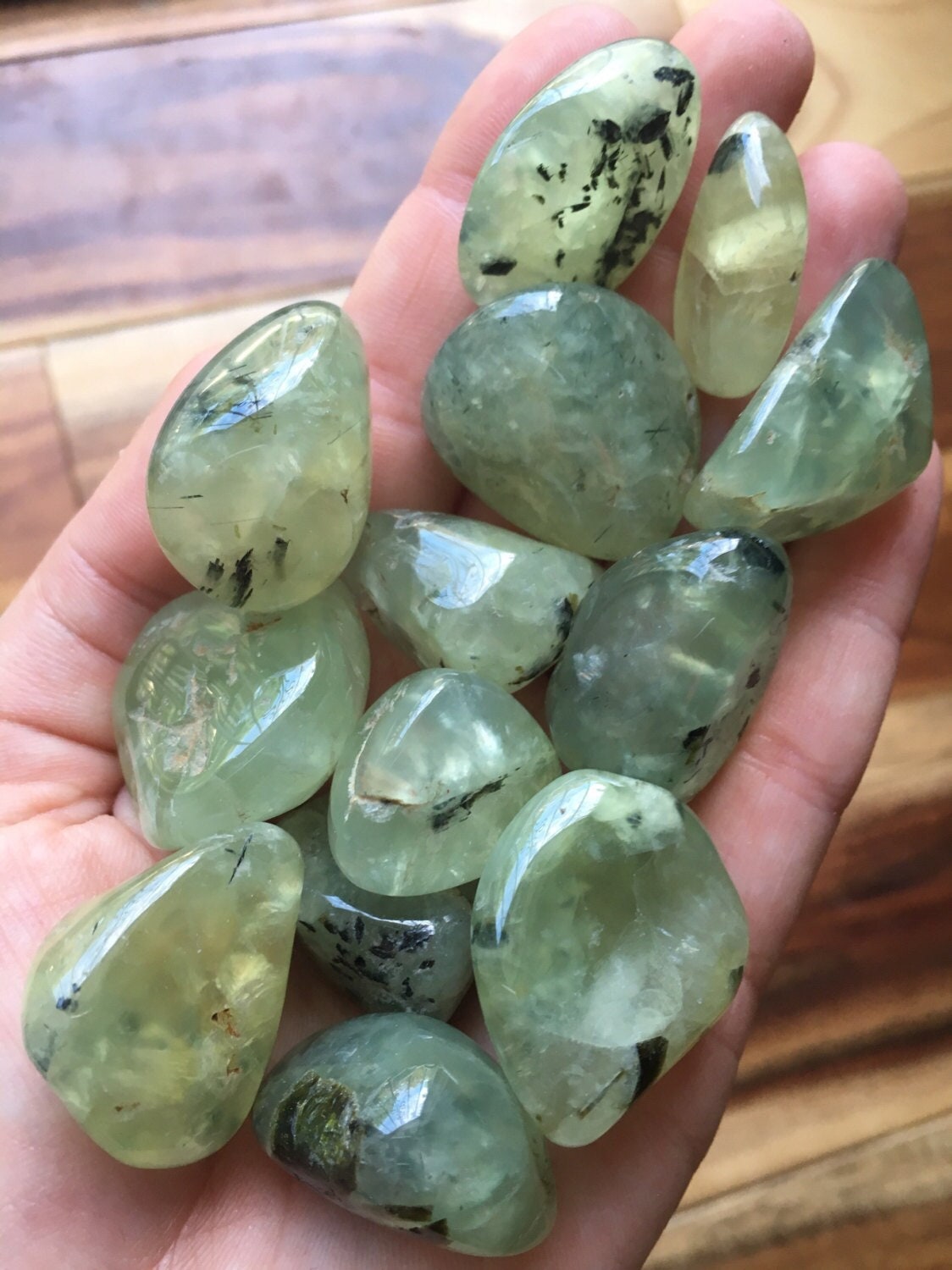 Prehnite with cheap black tourmaline
