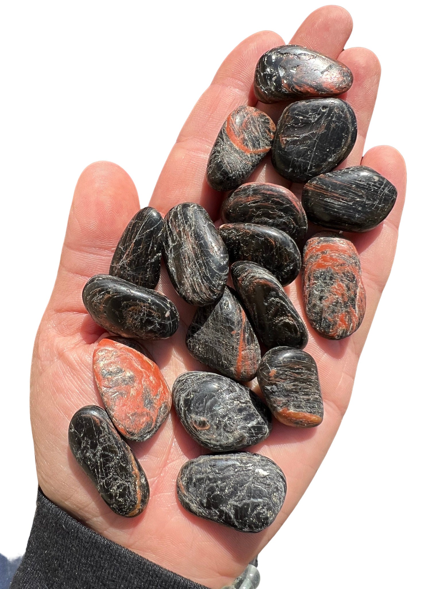Black Tourmaline and Red Jasper Stone 0.75 1.25 Black Tourmaline