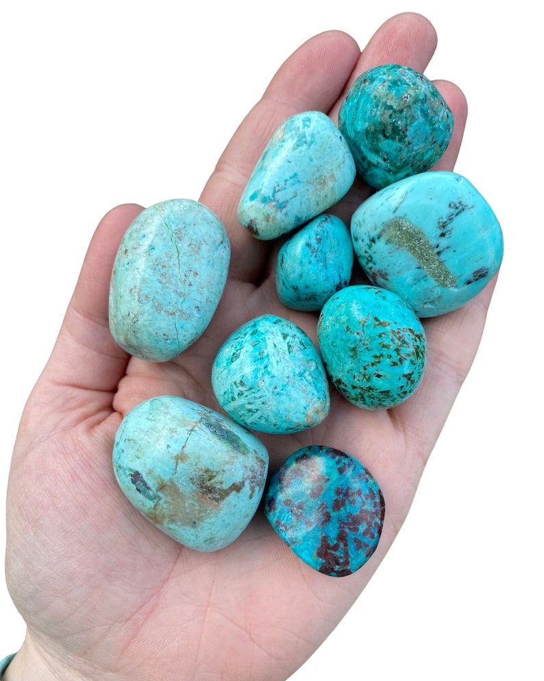 Peruvian Turquoise Tumbled Stone Chrysocolla Tumbled Turquoise Crystal Polished Blue Turquoise Stone From Peru Natural Turquoise image 4