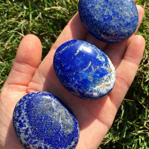 Lapis Lazuli Stone Lapis Lazuli Palm Stone Grade A Polished Lapis Lazuli Palm Stone Crystal Tumbled Blue Lapis Lazuli Worry Stone image 5