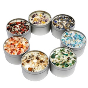 Tin Candles (8 oz.) - Handmade Soy Candles - Crystal Candles - Herb & Flower Candles - Aromatherapy Candles in Tins - Unique and Handmade!