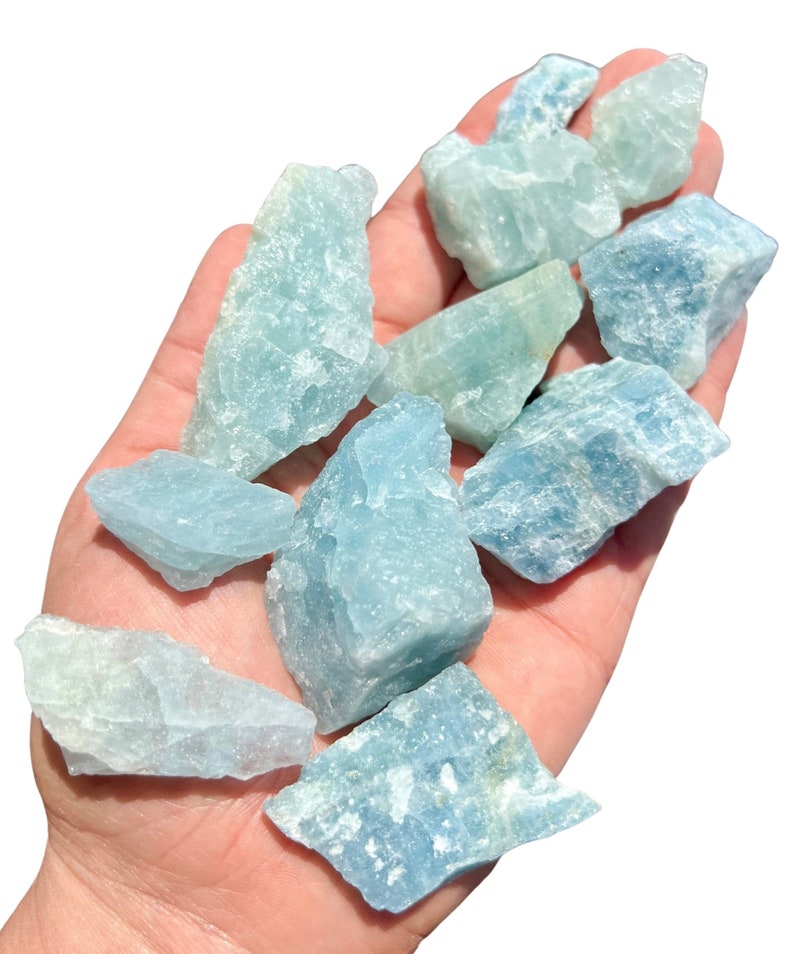 Raw Aquamarine Crystal (.5' - 3.5') Grade A Raw Aquamarine Stone - Aquamarine Raw - Healing Crystals and stones - Raw Aquamarine Crystals 