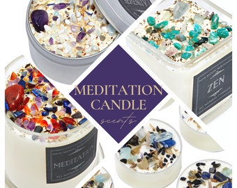 Yoga and Meditation Candles - Intention Crystal Candle - Mindfulness Candles - Soy Crystal Candles - Focus and Calming Candle - Handmade!