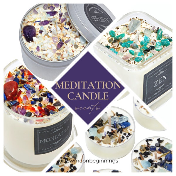 Yoga and Meditation Candles - Intention Crystal Candle - Mindfulness Candles - Soy Crystal Candles - Focus and Calming Candle - Handmade!