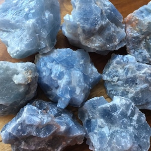 Raw Blue Calcite (0.5" - 4") - Rough Blue Calcite Crystal - Raw Blue Calcite Stone - Healing Crystals & Stones - Blue Calcite Raw