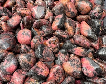Rhodonite Tumbled Stones - Multiple Sizes - Tumbled Pink Rhodonite Crystal - Polished Rhodonite Crystal - Rhodonite Gemstone
