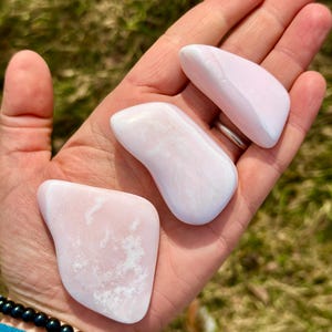 Mangano Calcite Tumbled Stone - Grade A - Multiple Sizes Available - Tumbled Pink Calcite Crystal - Fluorescent Mineral - Polished Mangano image 7