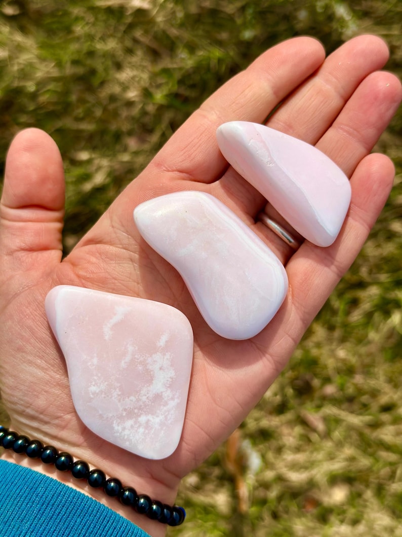 Mangano Calcite Tumbled Stone - Grade A - Multiple Sizes Available - Tumbled Pink Calcite Crystal - Fluorescent Mineral - Polished Mangano image 7
