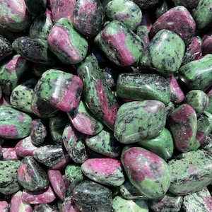 Ruby Zoisite Tumbled Stone - Grade AAA - Multiple Sizes Available - Polished Ruby Zoisite Crystal - Tumbled Anyolite Stone - Ruby in Zoisite