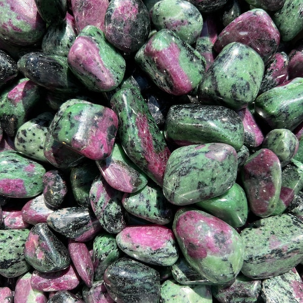 Ruby Zoisite Tumbled Stone - Grade AAA - Multiple Sizes Available - Polished Ruby Zoisite Crystal - Tumbled Anyolite Stone - Ruby in Zoisite